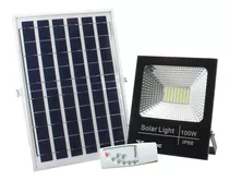 Foco Solar Led Blaco 100w Con Control Remoto Exteriores Color De La Carcasa Negro Color De La Luz Blanco Frío