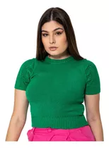 Blusa Feminina Trico Manga Curta Babado Blusinha