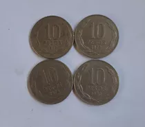 Moneda Chilena De 10 Pesos Años 1977 - 1978 - 1979 - 1980