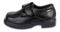 Zapato Colegial C/velcro Cosido Negro Ecocuero