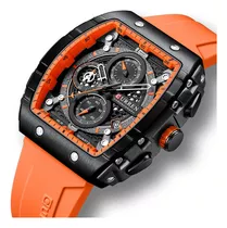 Reloj Curren Luminous Chronograph Con Calendario De Cuarzo, Correa De Color Naranja