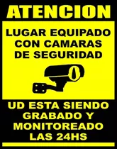 Cartel De Seguridad Camara Grabando Hecho En Alto Impacto