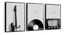 Quadro Decorativo Rock Guitarra Vinil Radio Música Lindo Top