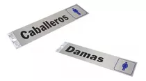 Juego De Letreros Baño Damas Y Caballeros Sanitario Aluminio