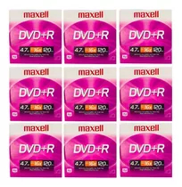 Kit 9 Disco Virgem Gravavel Dvd+r 120 Minutos 4.7 Gb