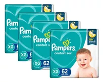 Kit Com 4 Fraldas Pampers Confort Sec Xg Com 62 Unidades