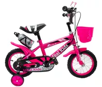 Bicicleta Urbana Infantil Lo Ideal Kids R12 1v Frenos Caliper Color Rosa Con Ruedas De Entrenamiento