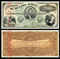 Billete 200 Pesos Moneda Corriente Bs As 1869 - Copia 496