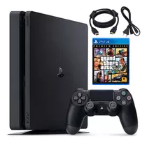 Playstation 4 Slim 500gb Ps4 - Cor Preto Ônix - Edição Standard - Sony Original + 1 Controle + 1 Jogo Mídia Física + Cabos