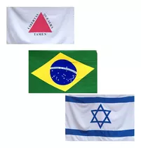Kit 3 Bandeiras Minas Gerais + Brasil + Israel
