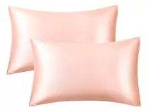 Funda Almohada Satin Saten Tipo Seda Set X2 Unids 100 O 76cm Color 76x50 Coral