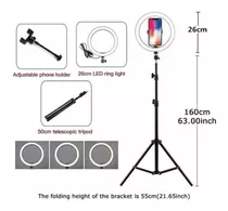 Lampara Aro De Luz Led Selfie 26cm Con Tripode Altura 2mt 