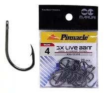 Anzol Pinacle 3x Live Bait Black Cartela 20pç N-4