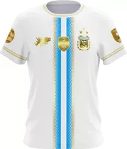 Camiseta Argentina Afa Campeones Edicion Blanca Dorada