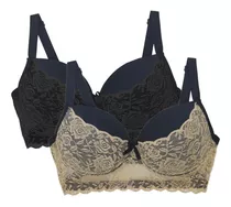 2 Sutiã Plus Size Renda Alça Reforçada  Lingerie Luxo Ref:15