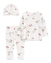 Set Carters Pantalón Remera Con Flores Y Gorro 1n680810 Ub