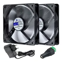 Kit 2x Cooler Fan 120mm 12v Alto Desempenho 2400rpm + Fonte