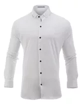 Camisa Hombre Farenheite Blanca Botones Negros