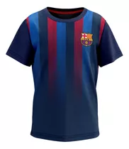 Camisa Barcelona Infantil Juvenil Listras Oficial Licenciada