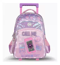 Mochila Footy Con Carro 18' Call Me Con Luz F2141 Legitima Color Violeta