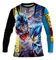 Playera Manga Larga Niños Moda Full Print  Goku Y Vegueta  