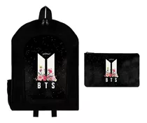 Combo Mochila Reforzada + Cartuchera Bts Kpop New Logo Givan