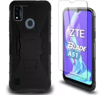 Funda Protector P/ Zte Blade A51, Uso Rudo Con Clip + Mica