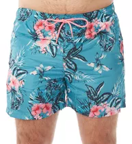 Short De Baño Braku Estampado Flores Malla Original Vde/ros