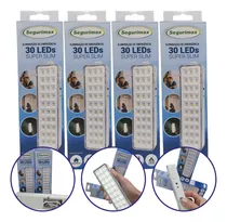 4 Luminária Luz De Emergência 30 Leds Segurimax Super Slim