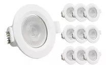 Kit 10 Spot Led Dicróica Embutir Direcionável 3w 3000k