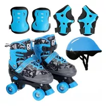 Patins Ajustavel Azul Menino C/ Kit Proteção 30 - 33 Dm Toys
