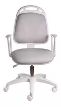 Silla De Escritorio De Outlet Diva Ergonómica  Gris Perla Y Blanca Con Tapizado De Marathon