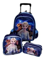 Kit Mochila Infantil Frozen Anna Elsa Rodinhas Bolsa Menina