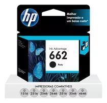 Cartucho Hp 662 Original Cz103ab Preto Impressoras 2515, 2516, 3515, 3516 E 4646