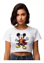 Camiseta Cropped Bco Super Mickey Mouse Vermelho