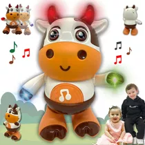 Brinquedo Boi Musical Som/ Luz Dança Criança Bebê Infantil Personagem Boi Marrom