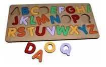 Brinquedo Encaixe Alfabeto Educativo Pedagógico Madeira Mdf