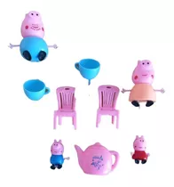 Muñecos Familia Pepa Pig Modelo Con Su Juego De Te