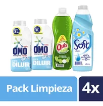 Pack Omo Detergente Líquido 2un 500ml+soft 1l+quix 750ml