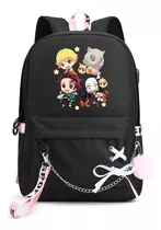 Mochila Escolar Anime C/ Cable Usb Y Audio Bolsillo Laptop