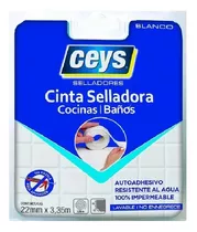 Cinta Selladora C/ Autoadhesivo Cocina/baño Ceys 22mmx3,35m Color Blanco
