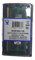 Memoria Ram Ddr3 8g Kingston 12800/1600 Laptop Laptop