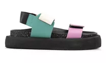 Sandalias Mujer Batistella Bajas Con Velcro De Cuero En Lila