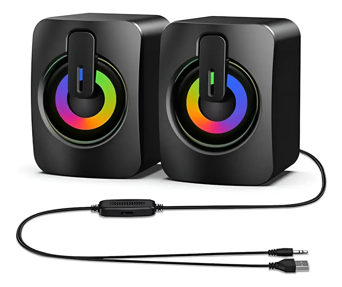 Bocinas Gamer Rgb Usb Altavoz Portátil Estéreo Para Pc Negro Negro