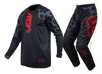 Conjunto Roupa Kit Trilha Motocross Asw Image Meta 24 Preto