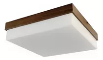 Luminária Plafon De Sobrepor Acrílico 30x30 Com Madeira Mdf