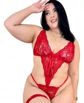 Lingerie Plus Size Luxuosa Rendada Sexy Body Frete Grátis