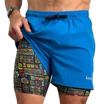 Eco Short Deportivo  2 En 1 Quechua Azulino Konko