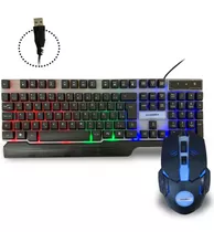 Kit Teclado Semi-mecânico + Mouse Gamer 3200 Dpi Led Rgb