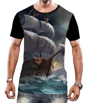 Camisa Camiseta Navio Pirata Alto Mar Veleiro Caravela Hd 2